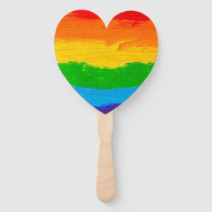 Oil paint Rainbow Colours Gay Lesbian LGBT Hand Fan