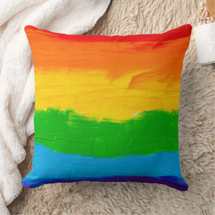 Oil paint Rainbow Colours Gay Lesbian LGBT Throw Pillow