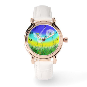 Oil Painted Dandelion Weed Clock, Watch