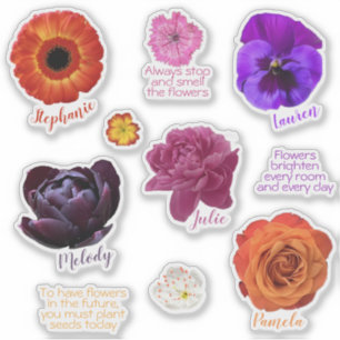 Oil painted flower Custom-Cut Vinyl Sticker