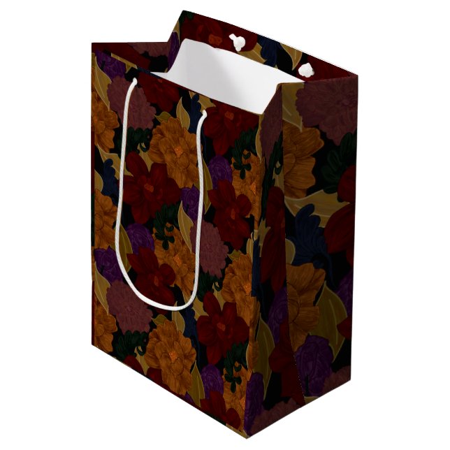 Oil Painted Flowers Medium Gift Bag (Front Angled)