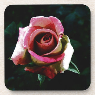 Oil painted red rose coaster