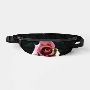 Oil painted red rose fanny pack