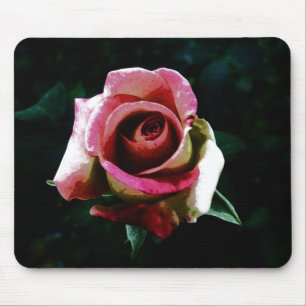 Oil painted red rose mouse pad