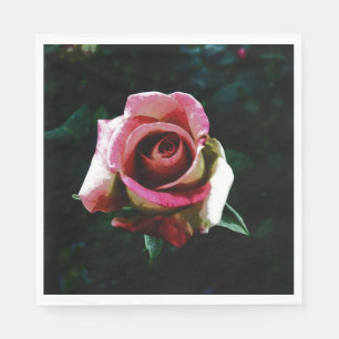 Oil painted red rose napkin