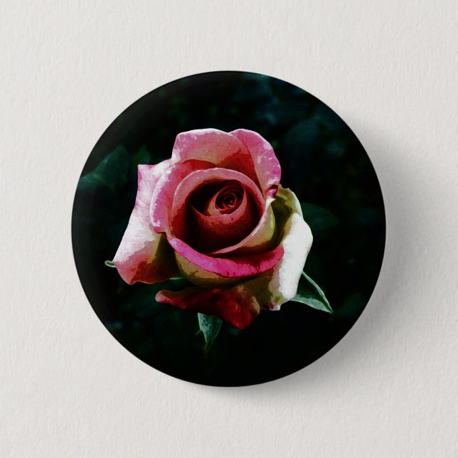 Oil painted rose 2 inch round button (Front)