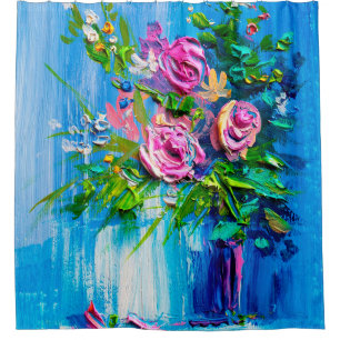 Oil painting a bouquet of roses. Impressionist sty
