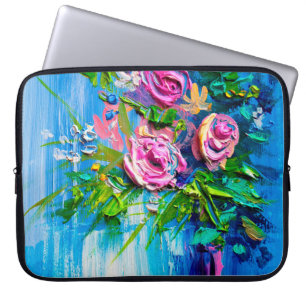 Oil painting a bouquet of roses. Impressionist sty Laptop Sleeve