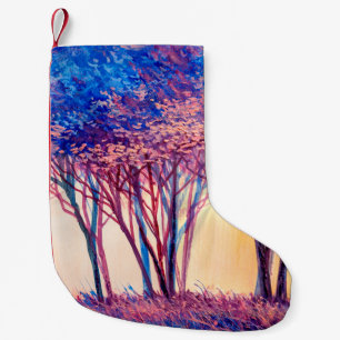 Oil painting colorful trees. Abstract image of for Small Christmas Stocking