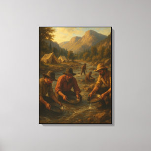 Oil painting depicting the American Gold Rush Canvas Print