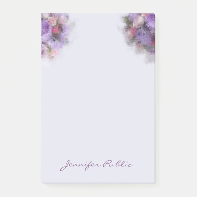 Oil Painting Flowers Elegant Template Handwritten Post-it Notes (Front)