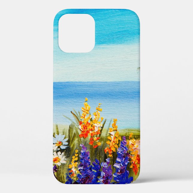 oil painting flowers near the sea, camomile field, Case-Mate iPhone case (Back)