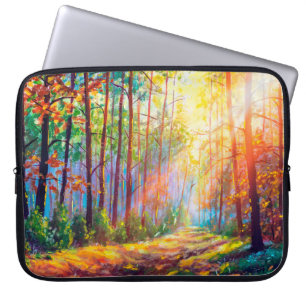  oil painting gorgeous forest in autumn, scenic la laptop sleeve