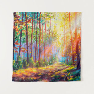  oil painting gorgeous forest in autumn, scenic la tapestry