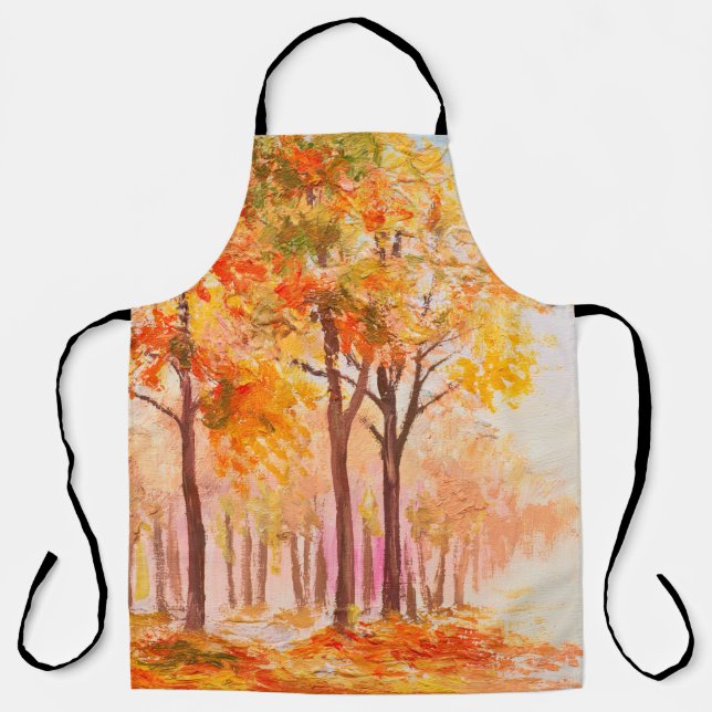 Oil painting landscape - colourful autumn forest apron (Front)
