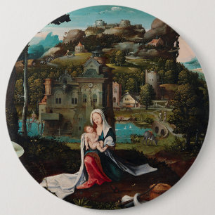 Oil painting love wood wall art 6 inch round button