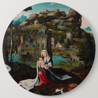 Oil painting love wood wall art 6 inch round button