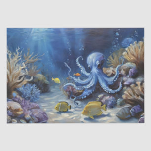 Oil Painting of an Octopus and Fish Decoupage Tissue Paper
