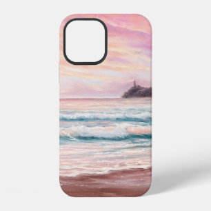 oil painting of beautiful purple sunset over ocea iPhone 12 case