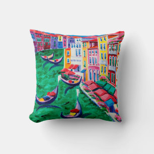 oil painting of beautiful Venice, Italy on canvas Throw Pillow