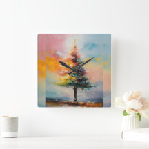 oil painting of christmas tree