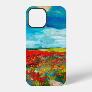 oil painting of fields of flowers on canvas. Coun iPhone 12 Case