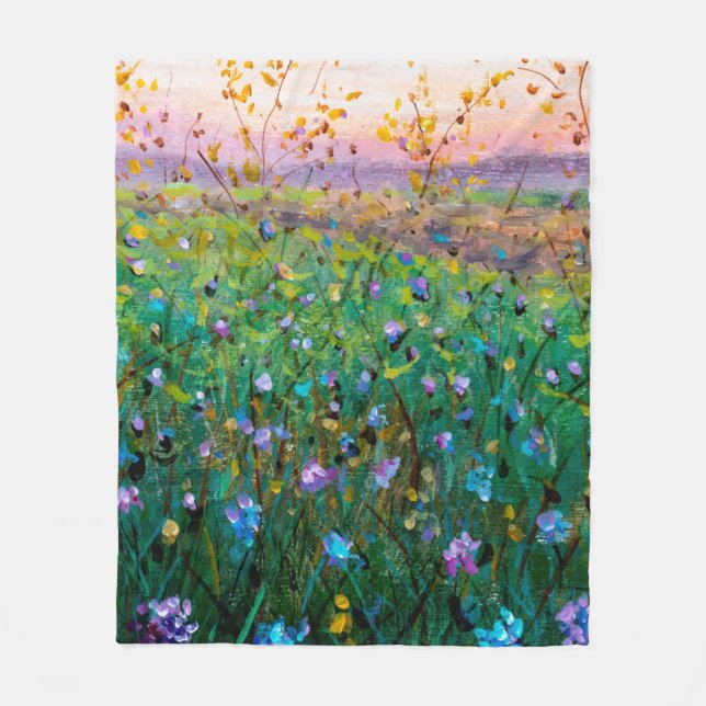  oil painting of flowers, beautiful field flowers  fleece blanket (Front)