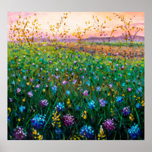 oil painting of flowers, beautiful field flowers poster