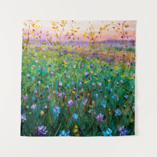 oil painting of flowers, beautiful field flowers tapestry