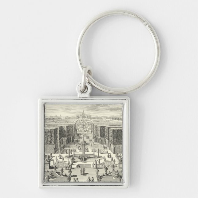 Oil Painting of Fountains at Garden of Versailles Keychain (Front)