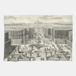 Oil Painting of Fountains at Garden of Versailles Kitchen Towel