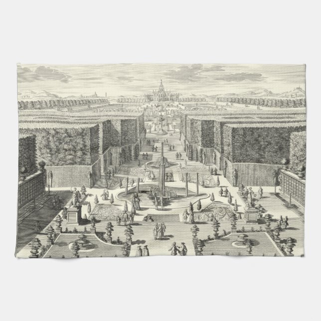 Oil Painting of Fountains at Garden of Versailles Kitchen Towel (Horizontal)