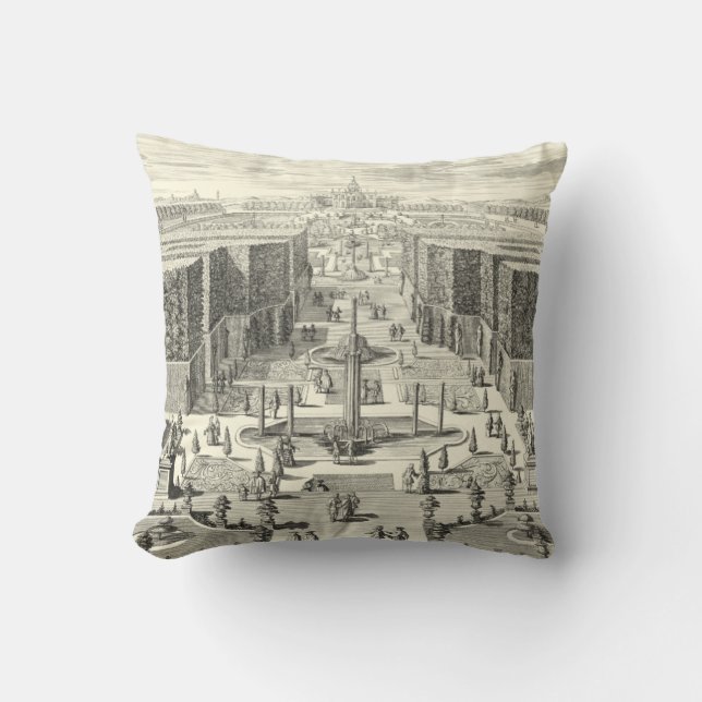 Oil Painting of Fountains at Garden of Versailles Throw Pillow (Front)