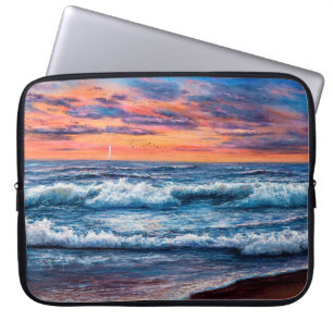 oil painting of Ocean and beach on canvas. Rich g Laptop Sleeve
