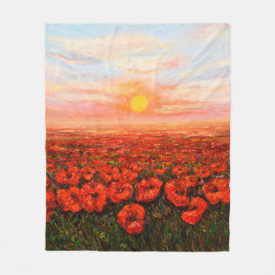 oil painting of Opium poppy( Papaver somniferum) Fleece Blanket