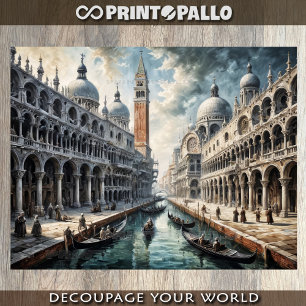 Oil painting of Venice Grand Canal with San Marco Tissue Paper