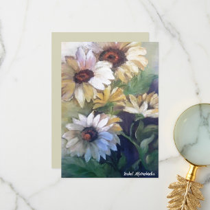 Oil painting of yellow daisies thank you card