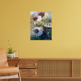 Oil painting of yellow daisies thank you card poster