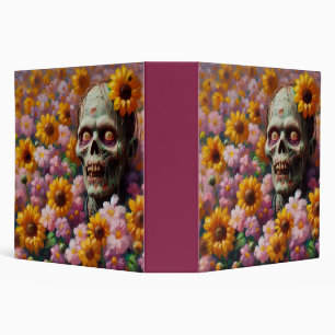 Oil Painting of Zombie in Flower Field Halloween Binder