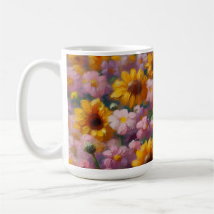 Oil Painting of Zombie in Flower Field Halloween Coffee Mug
