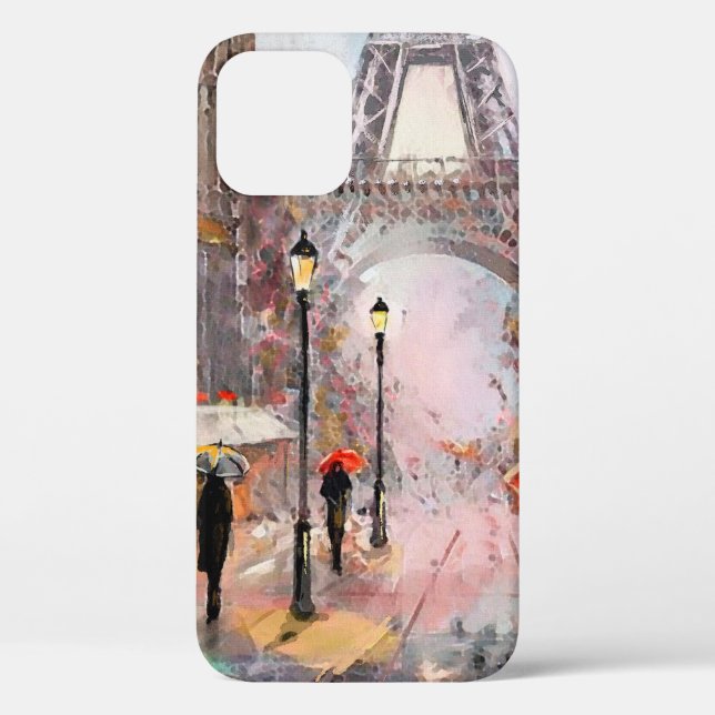 oil painting on canvas, street view of Paris. Artw Case-Mate iPhone Case (Back)