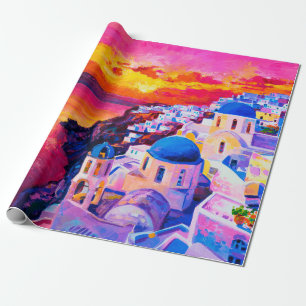 oil painting on canvas. Sunset over the island. M Wrapping Paper