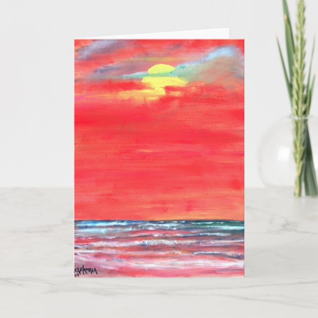 oil painting seascape beach art greeting card (Front)