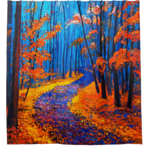oil painting showing beautiful Autumn forest on c
