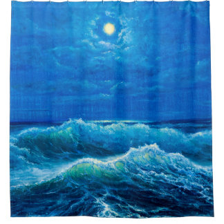  oil painting showing waves in ocean or sea on can