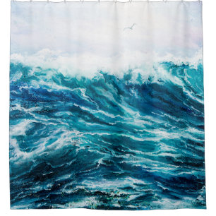 oil painting showing waves in ocean or sea on can