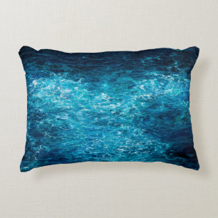  oil painting showing waves in ocean or sea on can accent pillow