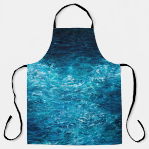 oil painting showing waves in ocean or sea on can apron