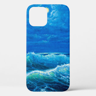  oil painting showing waves in ocean or sea on can iPhone 12 case