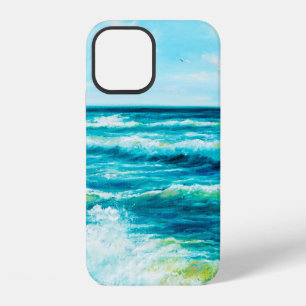 oil painting showing waves in ocean or sea on can iPhone 12 case